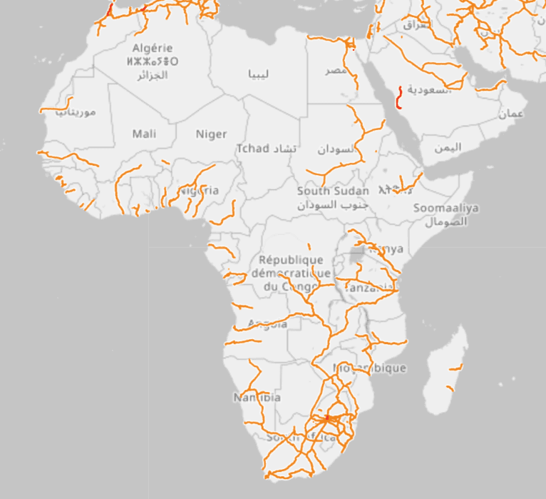 African map showing line routes