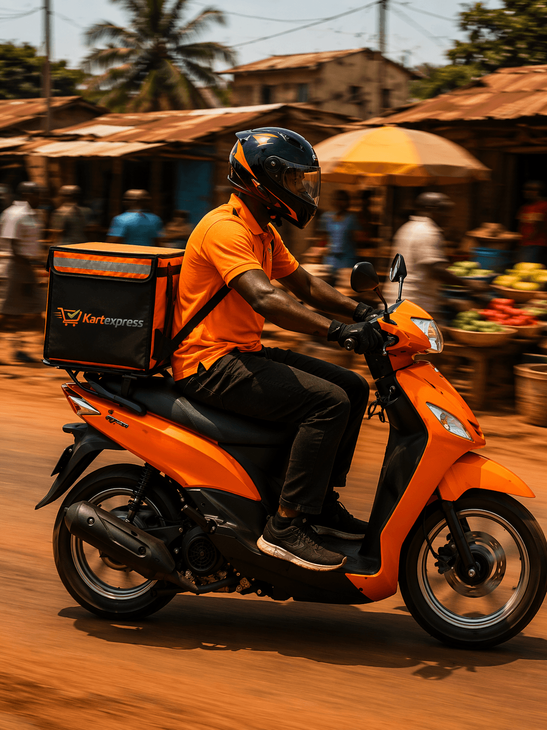A picture showing a lady riding a bicycle and a man riding a motorbike, both doing deliveryand together they can navigate in any street.